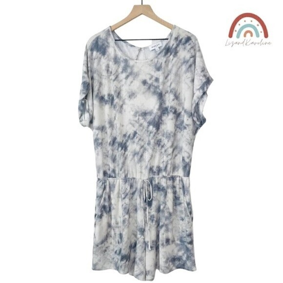 New! Gilli Tie Dye Jersey Short Sleeve Stretchy Comfy Lounging Casual Romper - Picture 2 of 16